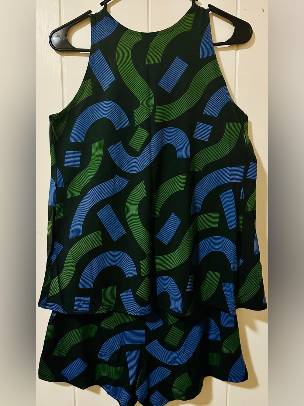 Fighting Eel [vintage] - Black Green Blue Patterned tank & shorts